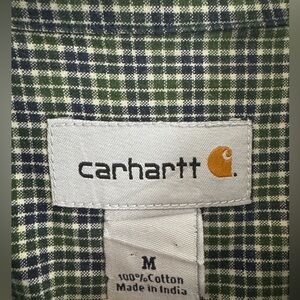 Carhartt Green and Navy Checkered Button-Down Shirt